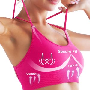 RUNNING GIRL Sports Bras for Women Pack Criss Cross Back Sexy Strappy Sports Bra Seamless Padded Yoga Bra with Removable Cups