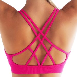 RUNNING GIRL Sports Bras for Women Pack Criss Cross Back Sexy Strappy Sports Bra Seamless Padded Yoga Bra with Removable Cups