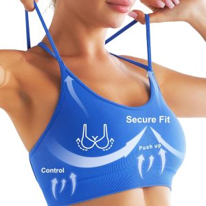 RUNNING GIRL Sports Bras for Women Pack Criss Cross Back Sexy Strappy Sports Bra Seamless Padded Yoga Bra with Removable Cups