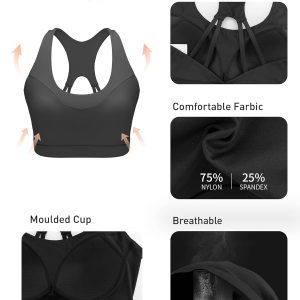 RUNNING GIRL Sports Bras for Women, Racerback Molded Cup Sports Bra with Sewn in Pads for Workout Pilate and Casual