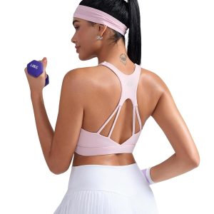 RUNNING GIRL Sports Bras for Women, Racerback Molded Cup Sports Bra with Sewn in Pads for Workout Pilate and Casual