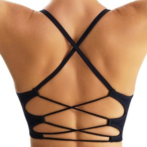 RUNNING GIRL Sports Bras for Women,Sexy Crisscross Back Seamless Padded Sports Bra Medium Support with Removable Pads