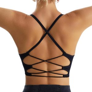 RUNNING GIRL Sports Bras for Women,Sexy Crisscross Back Seamless Padded Sports Bra Medium Support with Removable Pads