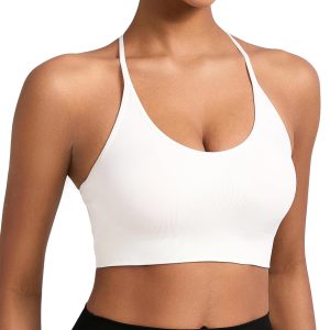 RUNNING GIRL Sports Bras for Women,Sexy Crisscross Back Seamless Padded Sports Bra Medium Support with Removable Pads
