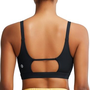 RUNNING GIRL Sports Bras for Women,Square Neck Sports Bra Medium Support Yoga Bra Workout Crop Top with Removable Cups