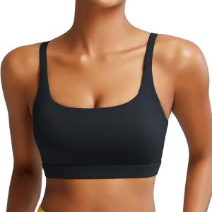 RUNNING GIRL Sports Bras for Women,Square Neck Sports Bra Medium Support Yoga Bra Workout Crop Top with Removable Cups