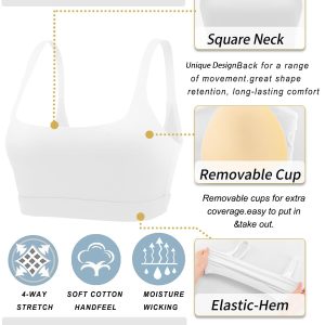 RUNNING GIRL Sports Bras for Women,Square Neck Sports Bra Medium Support Yoga Bra Workout Crop Top with Removable Cups