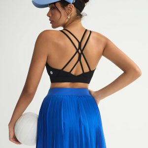 RUNNING GIRL Sports Bras for Women,Strappy Crisscross Back Padded Low Impact Running Sports Bra with Removable Cups
