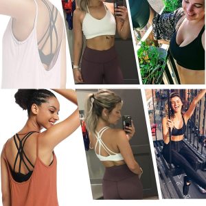 RUNNING GIRL Sports Bras for Women,Strappy Crisscross Back Padded Low Impact Running Sports Bra with Removable Cups