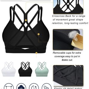 RUNNING GIRL Sports Bras for Women,Strappy Crisscross Back Padded Low Impact Running Sports Bra with Removable Cups