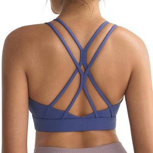 RUNNING GIRL Sports Bras for Women,Strappy Crisscross Back Padded Low Impact Running Sports Bra with Removable Cups