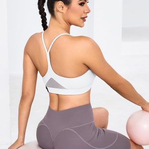 RUNNING GIRL Y-Back Sports Bras for Women, Medium Impact Wirefree Padded Bra Workout Crop Top Longline Sports Bra Push up