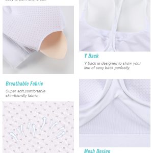 RUNNING GIRL Y-Back Sports Bras for Women, Medium Impact Wirefree Padded Bra Workout Crop Top Longline Sports Bra Push up