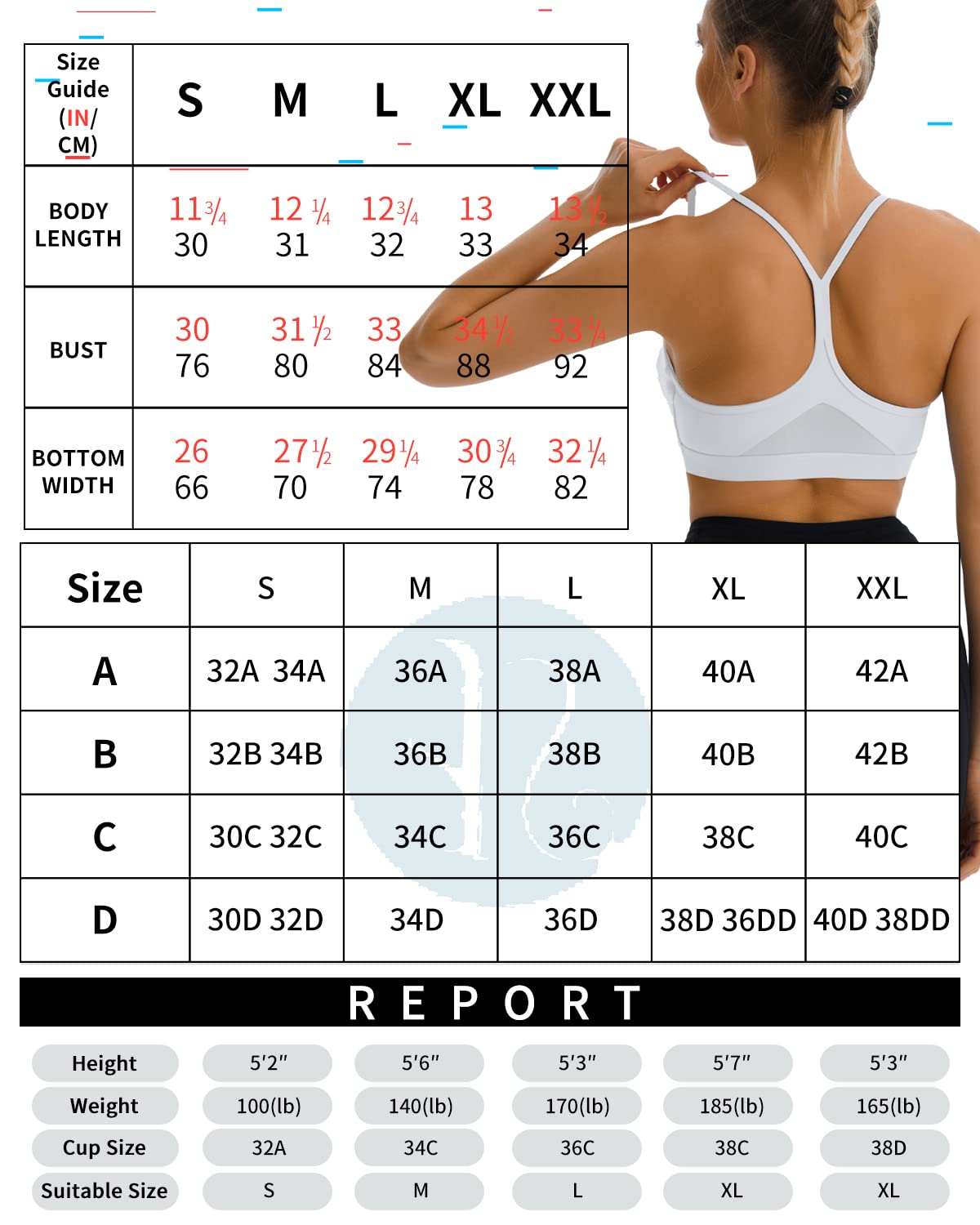 RUNNING GIRL Y-Back Sports Bras for Women, Medium Impact Wirefree Padded Bra Workout Crop Top Longline Sports Bra Push up