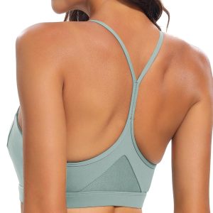 RUNNING GIRL Y-Back Sports Bras for Women, Medium Impact Wirefree Padded Bra Workout Crop Top Longline Sports Bra Push up