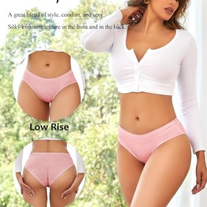 Seamless Underwear for Women No Show Cheeky Low Rise Bikini Jacquard Soft Ladies Panties Breathable Stretch Hipster 6 Pack