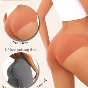 Seamless Underwear for Women No Show Cheeky Low Rise Bikini Jacquard Soft Ladies Panties Breathable Stretch Hipster 6 Pack