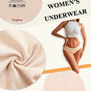 Seamless Underwear for Women No Show Cheeky Low Rise Bikini Jacquard Soft Ladies Panties Breathable Stretch Hipster 6 Pack