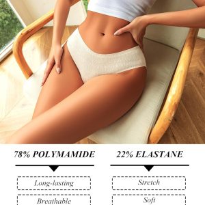 Seamless Underwear for Women No Show Cheeky Low Rise Bikini Jacquard Soft Ladies Panties Breathable Stretch Hipster 6 Pack