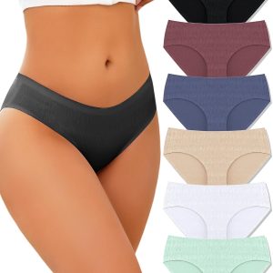 Seamless Underwear for Women No Show Cheeky Low Rise Bikini Jacquard Soft Ladies Panties Breathable Stretch Hipster 6 Pack