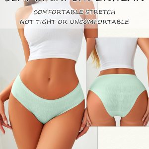 Seamless Underwear for Women No Show Cheeky Low Rise Bikini Jacquard Soft Ladies Panties Breathable Stretch Hipster 6 Pack