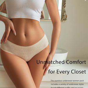 Seamless Underwear for Women No Show Cheeky Low Rise Bikini Jacquard Soft Ladies Panties Breathable Stretch Hipster 6 Pack