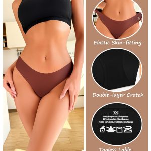 Seamless Underwear for Women Soft No Show Panties Sexy High Cut Invisible Hipster Silky Cheeky Ladies Bikini 6 Pack
