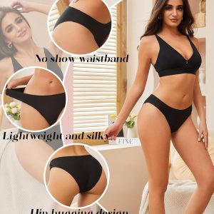 Seamless Underwear for Women Soft No Show Panties Sexy High Cut Invisible Hipster Silky Cheeky Ladies Bikini 6 Pack