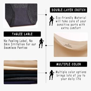 Seamless Underwear for Women Soft No Show Panties Sexy High Cut Invisible Hipster Silky Cheeky Ladies Bikini 6 Pack