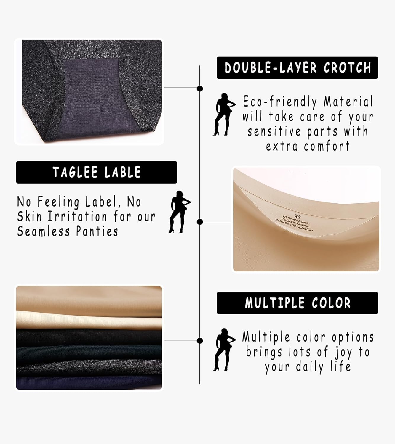 Seamless Underwear for Women Soft No Show Panties Sexy High Cut Invisible Hipster Silky Cheeky Ladies Bikini 6 Pack