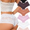 Sexy Underwear for Women Ultra-soft Lace V-waisted Boy Shorts Lightweight Cheeky Panties Fashion Lingerie 6 pack