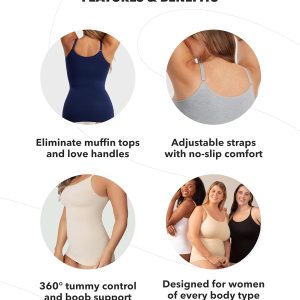 SHAPERMINT Womens Tops - Scoop Neck Cami Body Shaper for Women, Shapewear Tummy Control, Camisole Tank Tops for Women