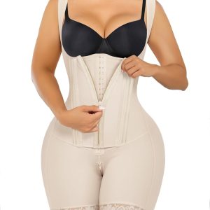 SHAPERX Fajas Colombianas Tummy Control Shapewear for Women Double Compression Postpartum Body Shaper with Zipper and Hooks