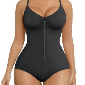 SHAPERX Shapewear Bodysuit for Women Tummy Control Seamless Zip-Up Body Shaper Snatched Waist Sculpting Body Suit