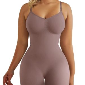 SHAPERX Shapewear for Women Tummy Control Bodysuit Mid Thigh Butt Lifter Body Shaper Shorts