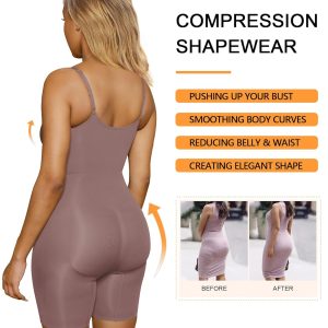 SHAPERX Shapewear for Women Tummy Control Bodysuit Mid Thigh Butt Lifter Body Shaper Shorts