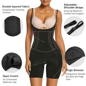 SHAPERX Shapewear for Women Tummy Control Open Bust Thigh Slimmer Body Shaper