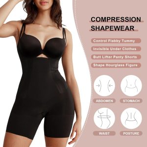 SHAPERX Shapewear for Women Tummy Control Open Bust Thigh Slimmer Body Shaper