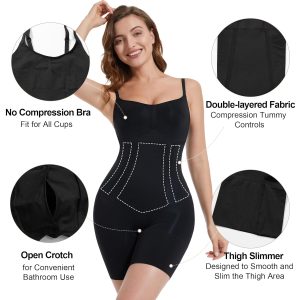 SHAPERX Shapewear for Women Tummy Control Open Bust Thigh Slimmer Body Shaper