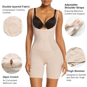 SHAPERX Shapewear for Women Tummy Control Open Bust Thigh Slimmer Body Shaper