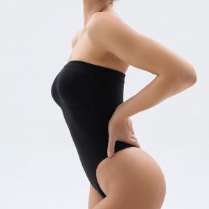 SHAPERX Strapless Shortie Bodysuit for Women Tummy Control Shapewear Seamless Sculpt Body Shaper with Removable Straps
