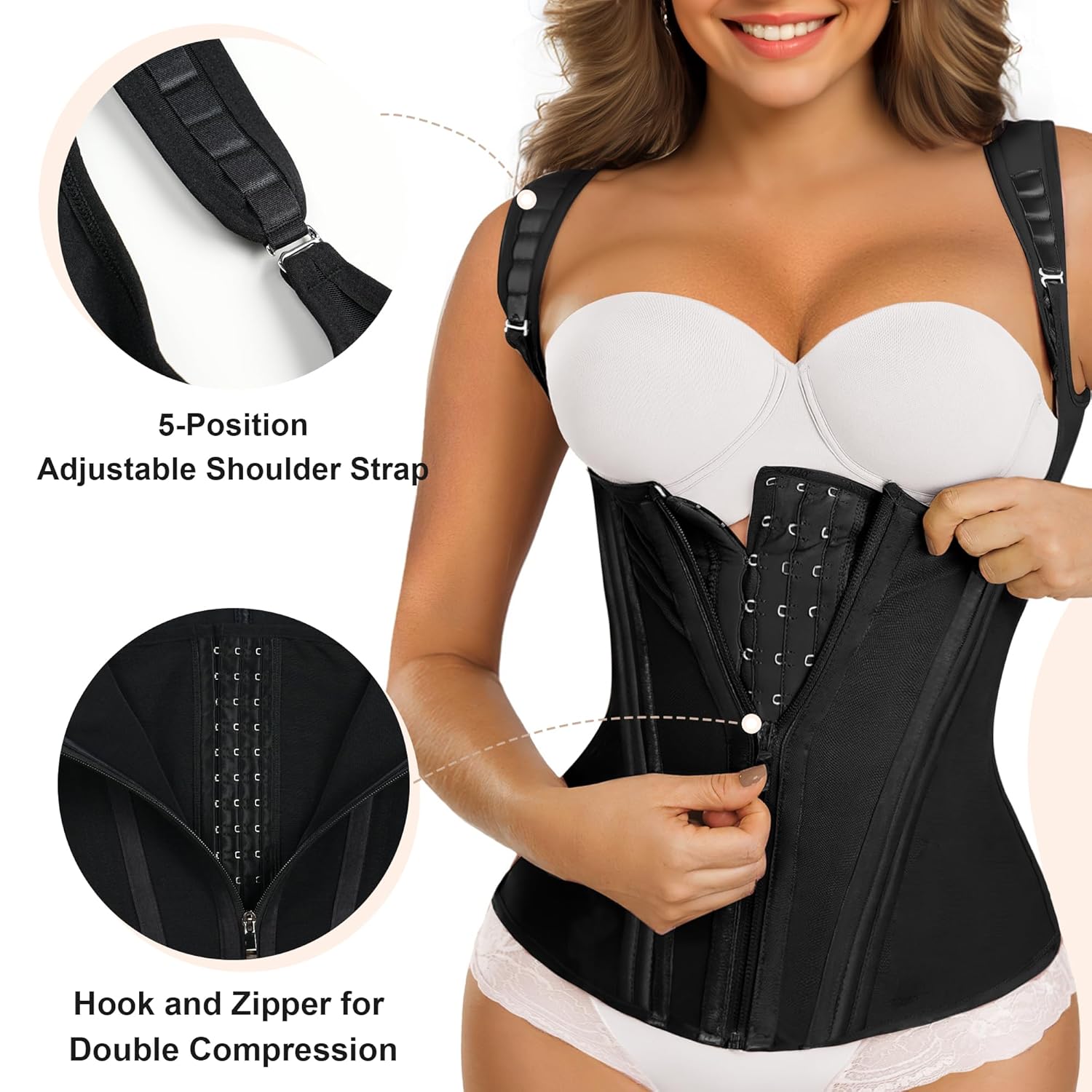 SHAPERX Waist Trainer Corset for Women Tummy Control Sport Girdle Hourglass Waist Cincher Body Shaper with Steel Boned
