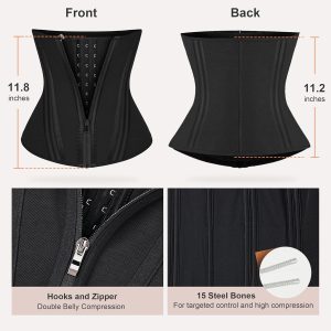 SHAPERX Waist Trainer for Women Corset Shapewear Tummy Control Sport Workout Waist Cincher Body Shaper Zipper and Hooks