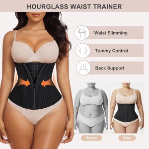 SHAPERX Waist Trainer for Women Corset Shapewear Tummy Control Sport Workout Waist Cincher Body Shaper Zipper and Hooks