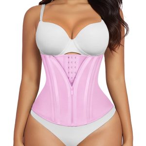 SHAPERX Waist Trainer for Women Corset Shapewear Tummy Control Sport Workout Waist Cincher Body Shaper Zipper and Hooks