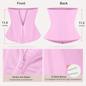 SHAPERX Waist Trainer for Women Corset Shapewear Tummy Control Sport Workout Waist Cincher Body Shaper Zipper and Hooks