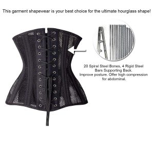 SHAPERX Women 24 Double Steel-Boned Longline Heavy Duty Waist Training Corsets Shaper