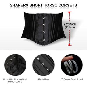 SHAPERX Women's 26 Steel Boned Corset Short Torso Heavy Duty Waist Trainer Corset