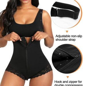 SHAPERX Women's Fajas Colombianas Shapewear Postpartum Tummy Control Body Shaper Butt Lifter Bodysuit