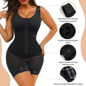 SHAPERX Women's Fajas Colombianas Tummy Control Shapewear Postpartum Full Body Shaper Butt Lifter Bodysuit